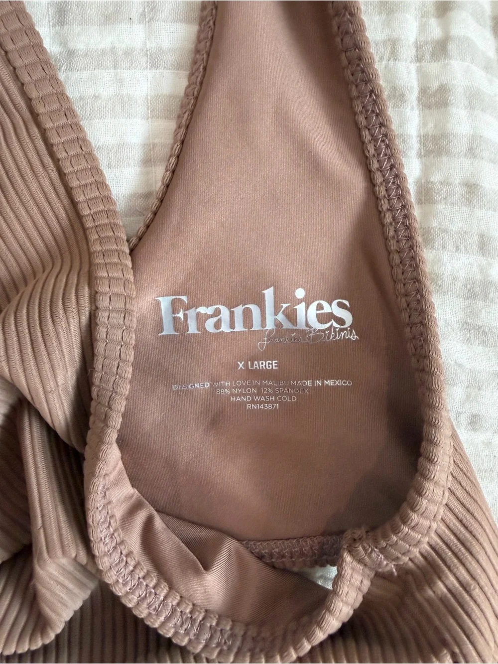 Frankie’s bikini Ribbed Scoop Bikini top in Brown size xl GREAT CONDITION